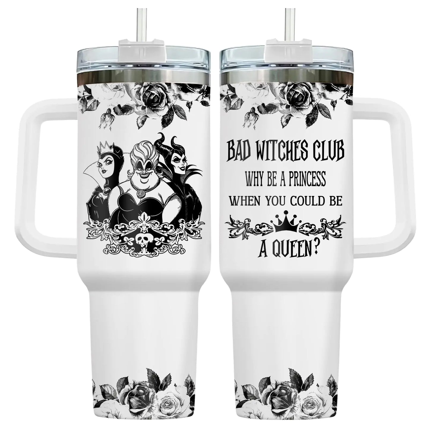 Christmas Gifts for Movie Lovers Movie Villains 40 oz Stainless Steel Tumbler with Handle Witches Coffee Mug Movie Characters Cup Christmas Tumbler With Lid Straw Birthday Gifts for Movie Lovers